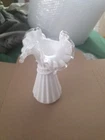 Vintage Fenton Silver Crest Milk Glass Ruffled Wheat Vase 8 inch  unmarked