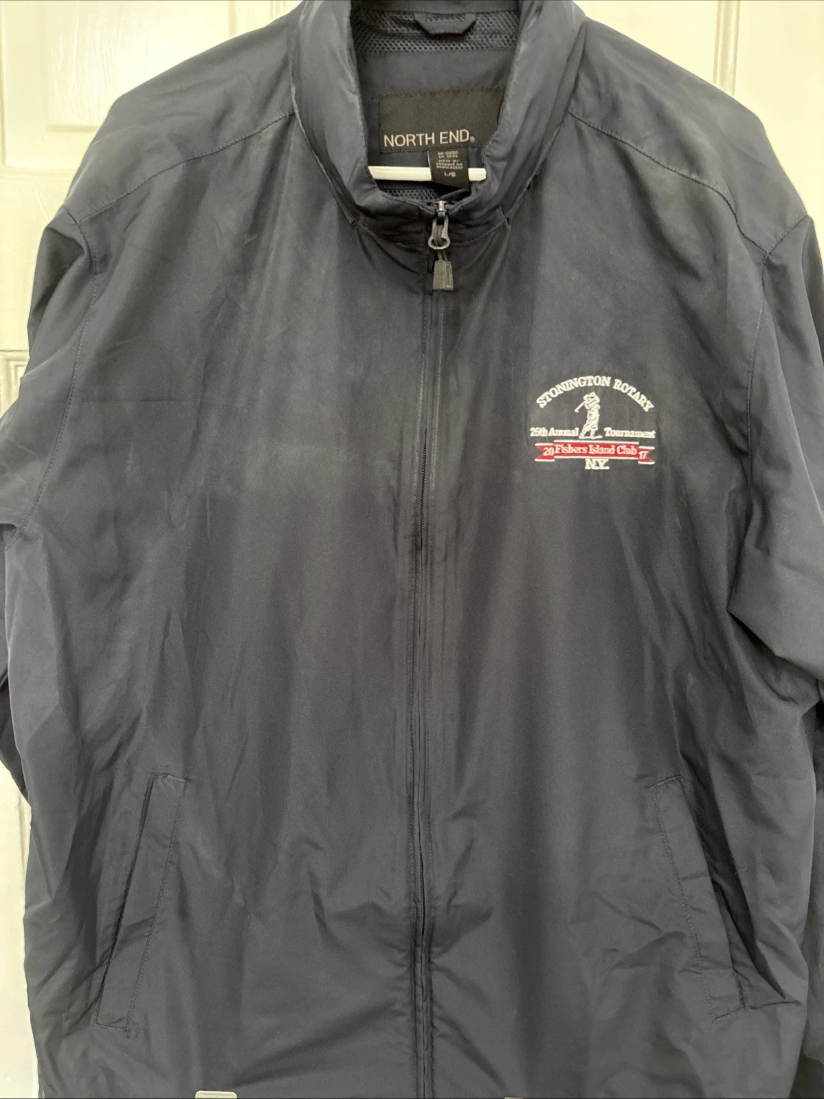 North End Windbreaker Hooded Jacket Mens Size XL Black Nylon Zip Up With Logo