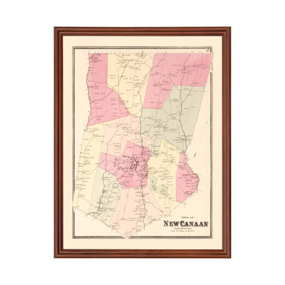 Old Map of New Canaan, CT 1867 - Vintage New Canaan Connecti