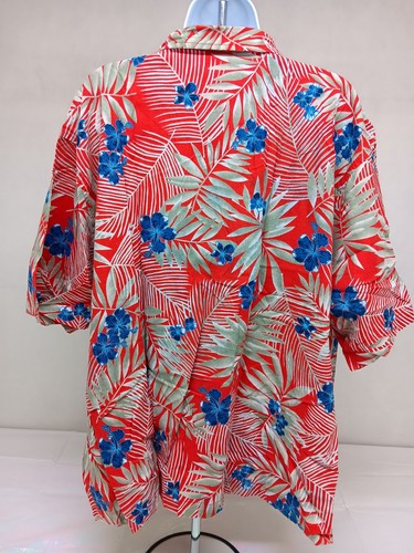 Ericka Damen Plus 5X blau und rot Hawaii Blumen Kurzarm Hemd mit Knöpfen - Bild 7 von 10