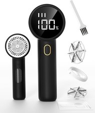 Fabric Shaver Lint Remover, Rechargeable 3-Speed with 6 Blades  LED Display