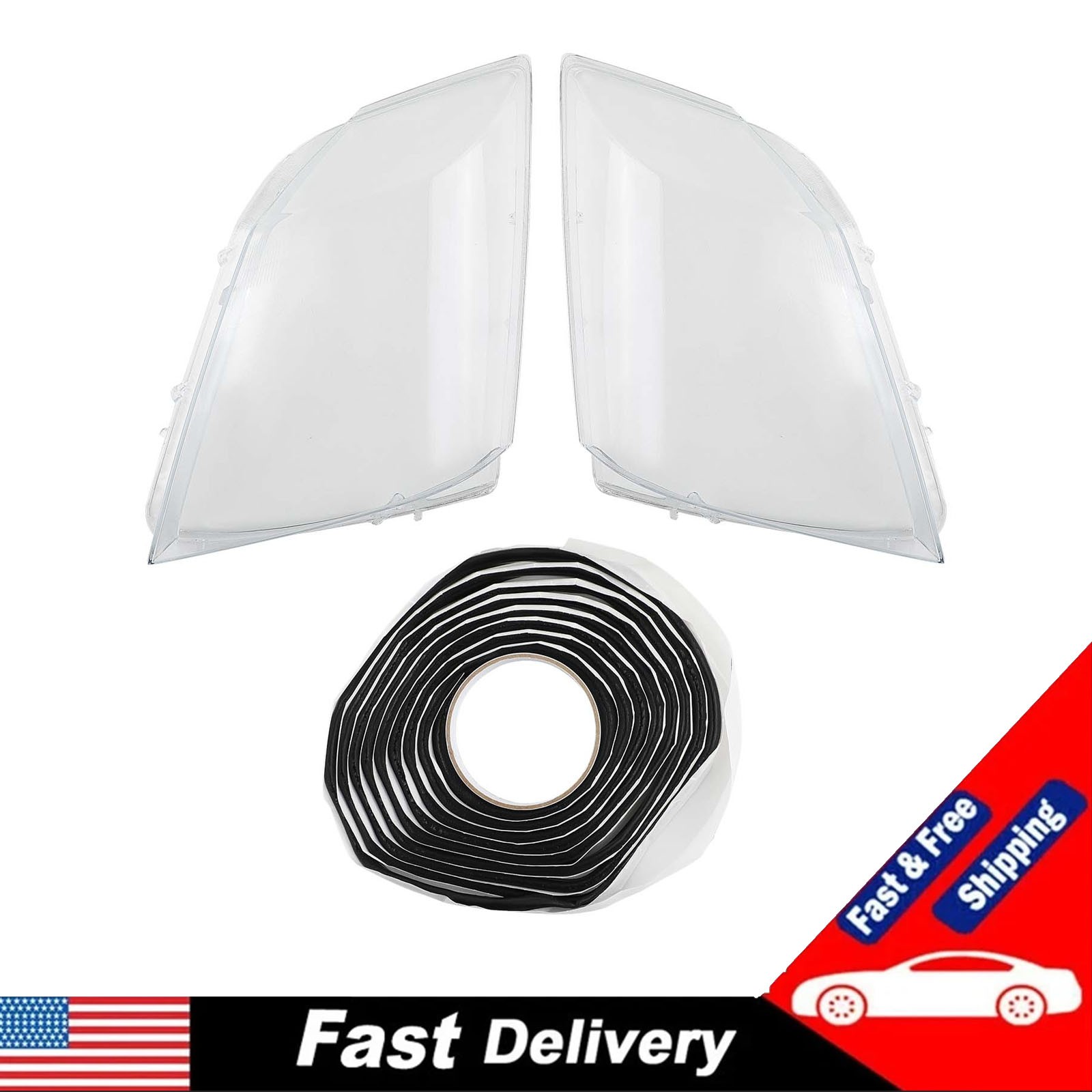 2 PCS Headlight Lens Cover + Glue For Cadillac CTS 2008-2011 2012 2013