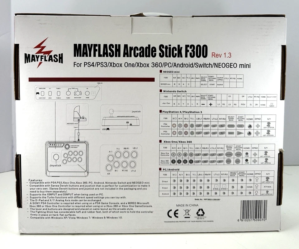 MayFlash F300 Arcade Stick Fighting Joystick - Switch PS4/PS3/Xbox One/Xbox 360 - Image 4 of 4