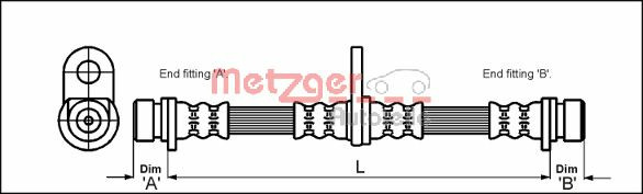 Metzger Bremsschlauch FüR Honda Civic VI Hatchback EJ EK 1.4I 1.4Is 1.5I MA-image