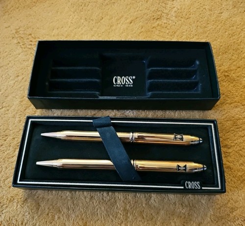 Cross Townsend 18K Gold Plated Pen + Mechanical Pencil Set Vintage #771 - Picture 5 of 11