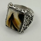 VTG Montana Scenic Agate Ring Sterling Silver 925 Chunky Artisan 13.10 Grams Sz9
