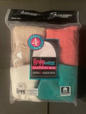 Vtg Leggs Wear Basic Socks 2 Cuffed  2 Crew Socks One Size 4 Pair USA 