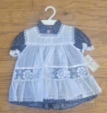 NOS Vintage BRYAN Baby Dress 18 Months USA Lace Overlay Floral Infant Toddler