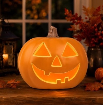 Kürbis LED Jack-O-Laterne beleuchtet gruselig Halloween Herbst Garten Deko