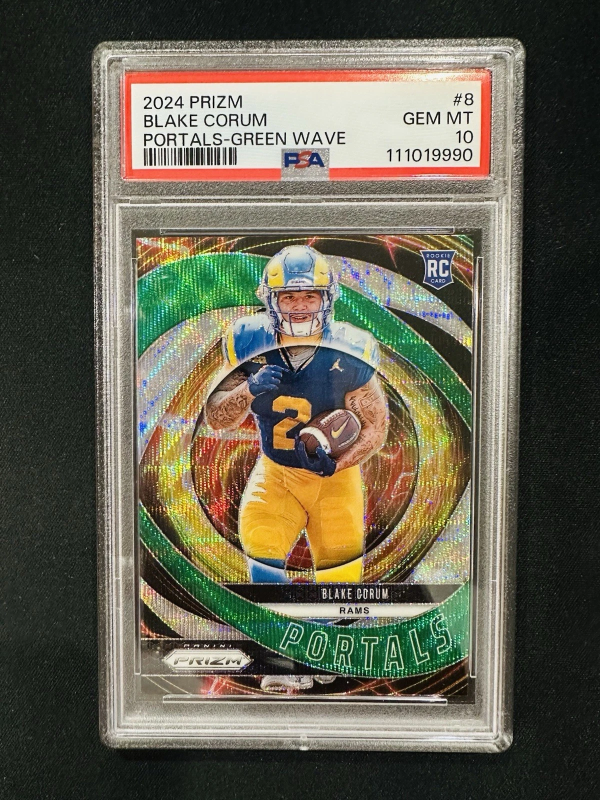 Blake Corum Panini Prizm Portals #8 Green Wave