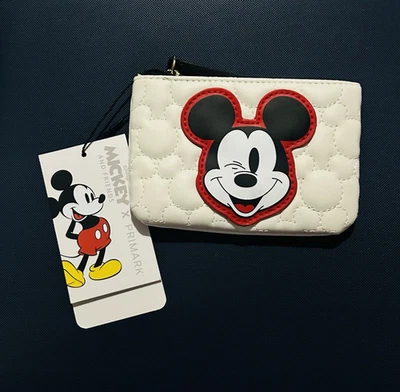 Primark Disney Mickey Mouse Mini Zip Coin Purse Pouch White Black Red - Image 1 of 2
