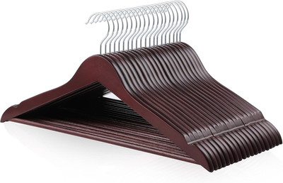 Durable Wooden Suit Clothes Hangers, Closet Organizer, Cherry, 20-Pack