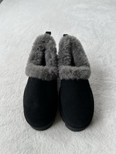 UGG Scuffette II Women's Slip-On Slippers Black/Gray Suede Sheepskin 11