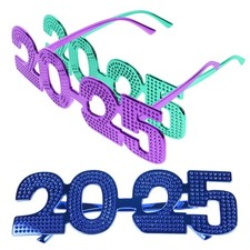 3Pcs 2025 Funny Eyeglasses Prop for New Year Party Photo Booth Assorted Color