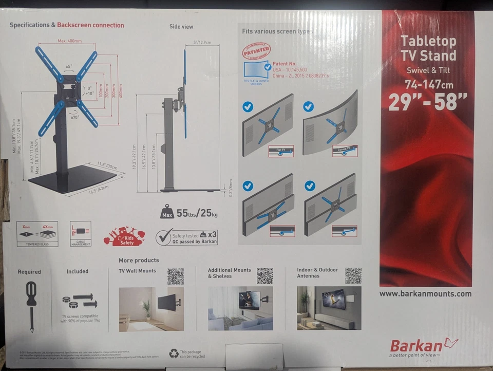 Soporte de TV de mesa giratorio/inclinable Barkan para pantallas de 13" - 65" Foto 2 de 2