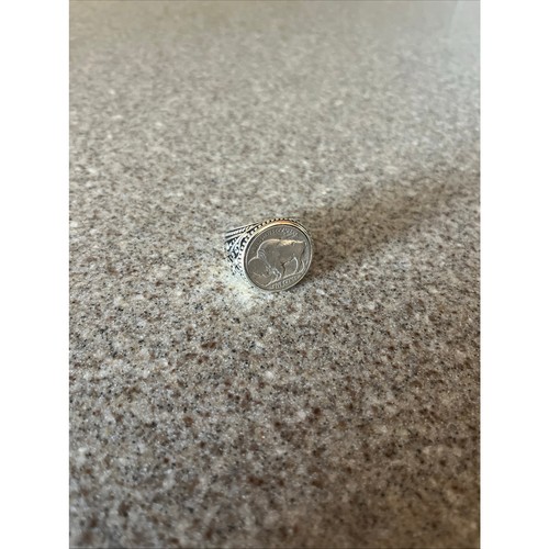 Sterling Silver American US 3-Legged Buffalo Nickel Coin Ring Size 10.5 - Picture 2 of 7