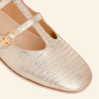 CELINE オートパフューマリー ヴォワイヤージュ NEW Celine DOUBLE STRAP MARY JANE Ballet Flat in Lizard stamped
