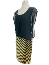 GUESS Exquisite BLACK/GOLD Sequin Chiffon top Cocktail Party Dress size 12 New!!