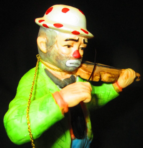 A Vintage Emmett Kelly Jr Porcelain Flambro Figurine Hobo 7” Clown with Violin - Picture 11 of 20