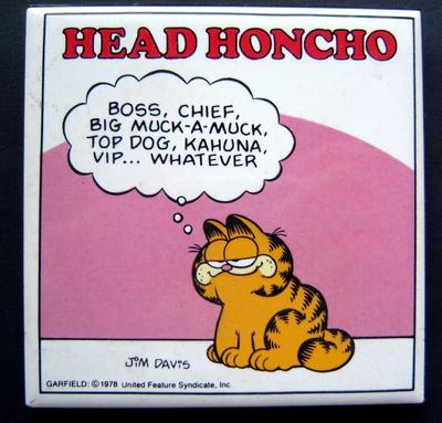 Garfield the Cat Tile Plaque Head Honcho Jim Davis by Enesco