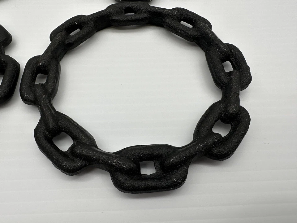 "4 cadenas de metal de vela de hierro fundido estilo vintage círculo redondo decoración 5,75""" Foto 3 de 4