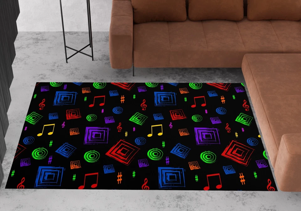 Alfombra de sala de música, alfombra de música, alfombra de notas musicales, alfombra de karaoke, alfombra de arte musical Foto 4 de 4