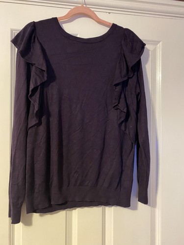 Wallis Größe 16 lila Rüschen Seite Langarm Pullover Herbst Winter