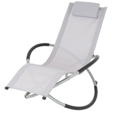 Chaise longue géométrique jardin plage pliable bain de soleil bascule gris clair