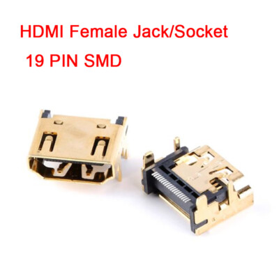 HDMI Compatible Female Jack/Socket Plug 19PIN 90°Right Angle SMT SMD Gold Plated
