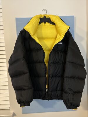 First down reversible men's down jacket yellow/black size Large