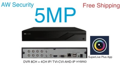 8CH + 4 IP CH, 5MP HD TVI/CVI/AHD/IP Hybrid DVR / H.265 / HDMI / VGA No HDD