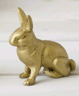  GOLD BUNNY RABBIT FIGURINE-EASTER DECOR-4.25''H