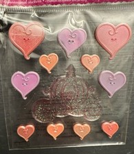EK Success Disney Princess Carriage Hearts Dimensional Sticker Scrapbooking