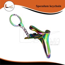 Miniature Multi Titanium Rainbow Gynecological Speculum Keychain