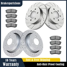 Front and Rear Brake Rotors Pads fit for Ford F-150 2004-2008 Slotted Drilled