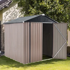 AECOJOY 6'x6' Outdoor Metal Storage Shed for Garden Tools w/ Lockable Door