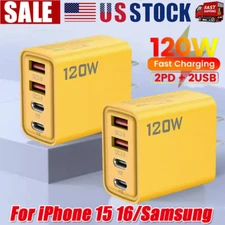 120W 4-Port USB C Fast Wall Charger Block For iPhone 15 16 13 X Pro max iPad LOT