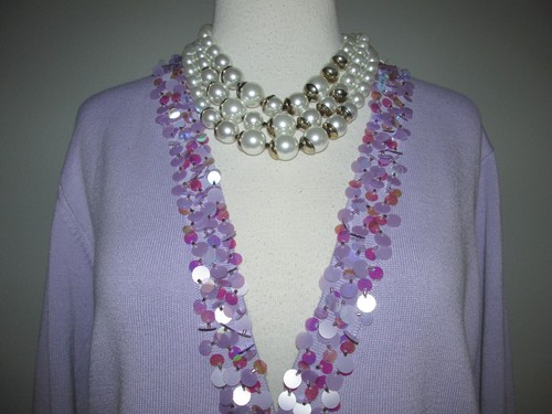 New Linea by Louis Dell'Olio Size M Lavender Embellished Cardigan Sweater - Picture 3 of 10