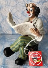 Gilde Clowns "Zeitungsleser" Nr. 35907, H 14,5 cm, TOP! o. OVP