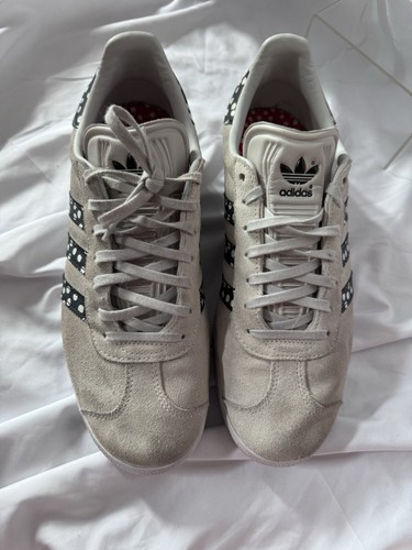 adidas Women's Gazelle Originals Suede Everyday Trainers Beige Black Spots Uk 8 - Picture 2 of 7