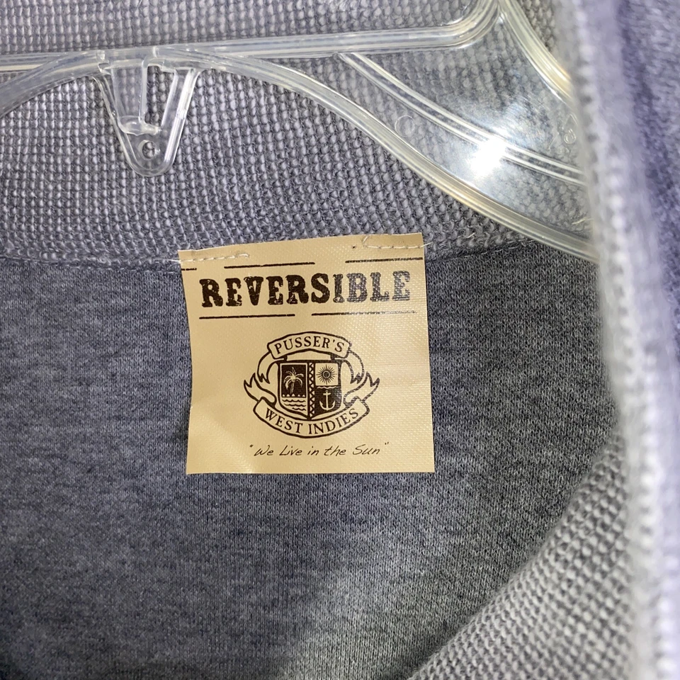 Pussers West Indies Men’s 1/4 Zip Gray Knit Pullover Long Sleeve Reversible XL - Imagem 3 de 4