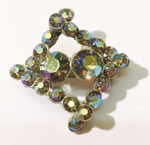 Broche Vintage Lunettes Cristaux - Argenté, état Impeccable, Occasion