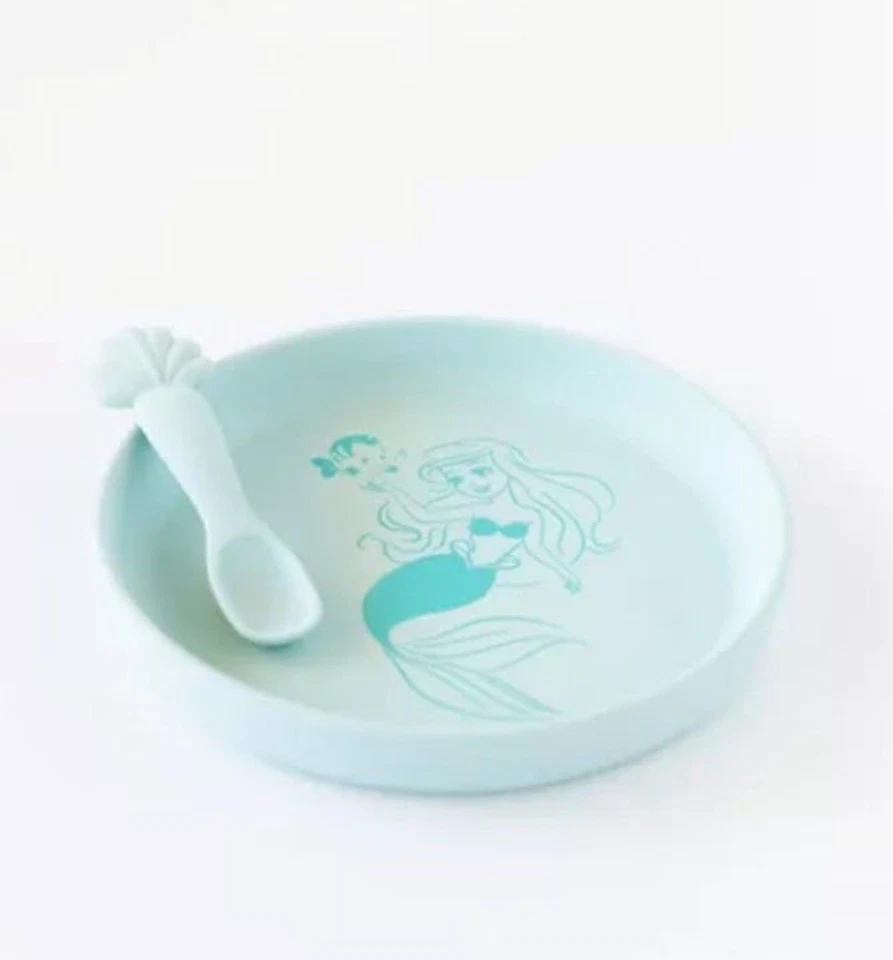 Juego de alimentación de silicona de 2 piezas para bebé Bumkins Disney Ariel verde aguamarina Foto 3 de 3