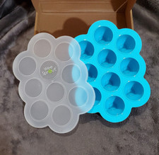 Coral Blue Silicone Baby Food Freezer Tray w/ Clip-on Lid by WeeSprout BPA Free
