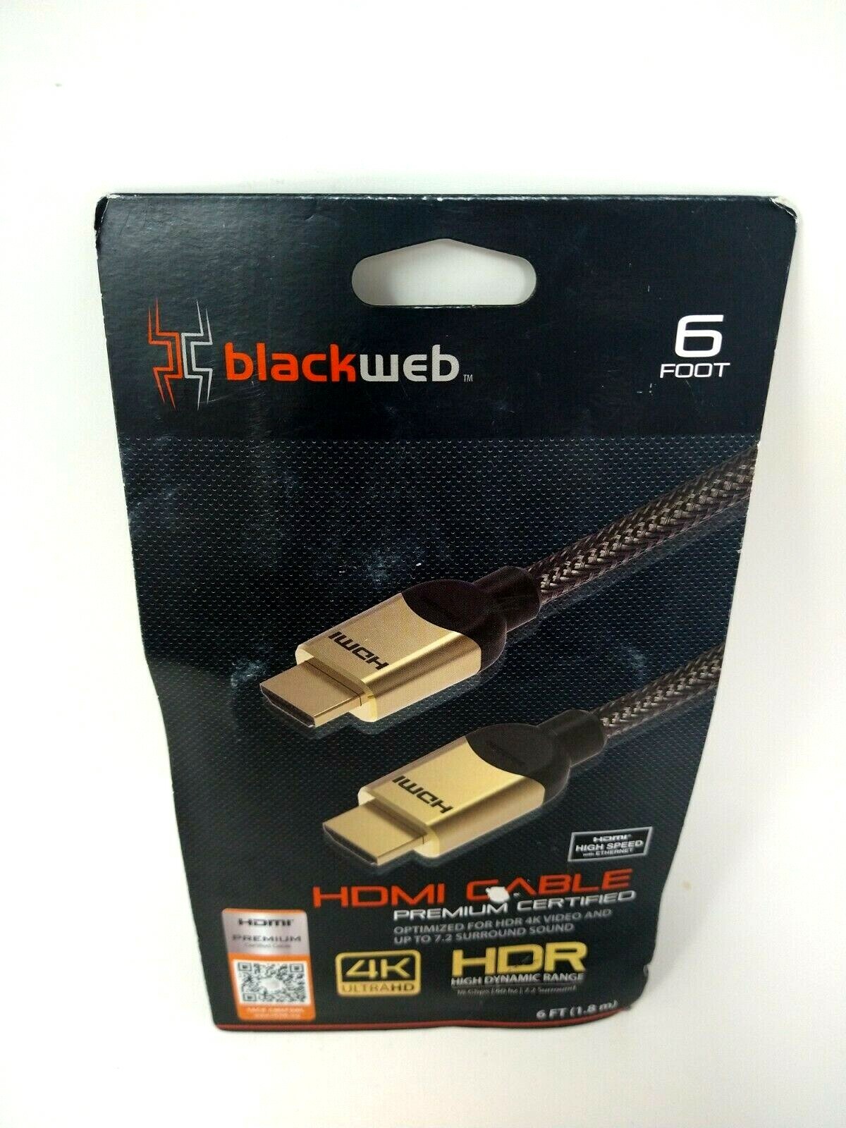 Premium Certified 4K Ultra HD HDR HDMI Cable - 6ft High Speed Black-image