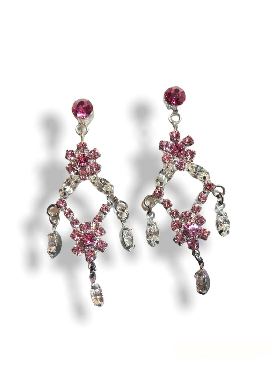 Macy Pierced Earring Set NIB Pink gem like dangle