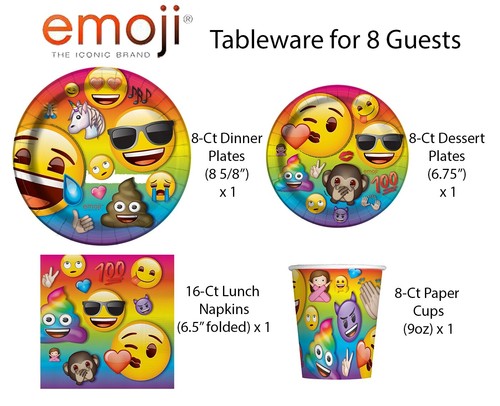 EMOJI Birthday Party Plates Napkins Tableware Decoration Banner - Picture 10 of 24