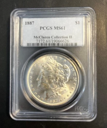 1887 Morgan Silver Dollar MS61 McClaren Collection II PCGS