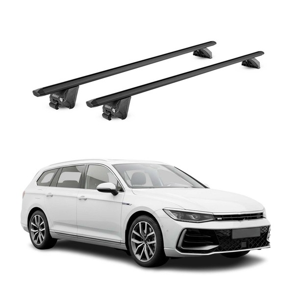 DachträGer FüR VW Passat B9 Variant 2024-2026 100Kg Aluminium Schwarz 2 Tlg ABE-image