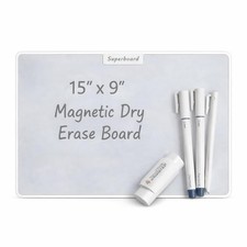 15 inch x 9 inch Dry Erase Board, Magnetic Small White Board with 3 Magnetic ...